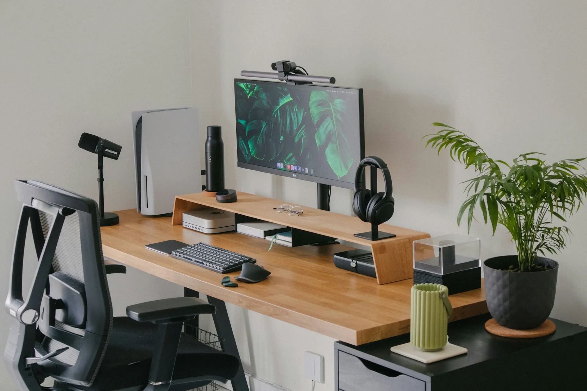 A desktop computer workstation configured for office use.